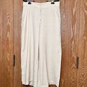 NWT Max Studio‎ London Cropped Wide Leg Trousers Elastic Back High Rise Size L